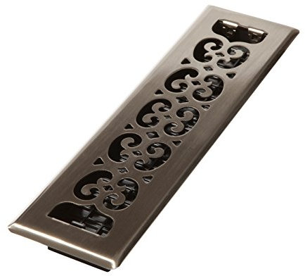 Decor Grates SPH212-NKL Scroll Floor Register, Brushed Nickel Finish, 2 x 12-Inch