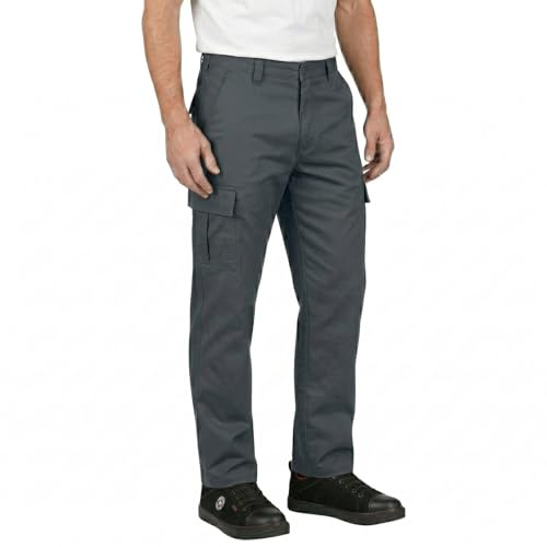 Lee Cooper Pantalon Travail Homme Cargo 245 GSM – Workwear Résistant Multi Poches Entretien Facile, Pantalon Sécurité Coupe Droite Bouton Zip (Gris, 42W / 33L)