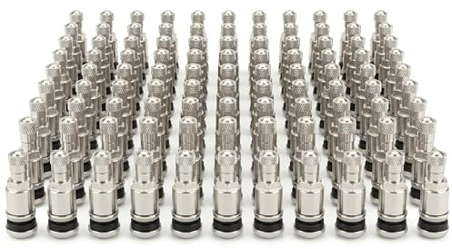 HASKYY 100x Metallventile 11,3 mm TR413 für Auto & PKW 45 mm - Silber Universal Reifenventile Snap-In für Stahlfelgen - Ersatz Felgenventile Set