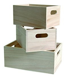 Artemio 14001473 - 3-Piece Wooden Scalar Boxes, Beige, Small 5 x 16,5 x 8 cm Medium 6.5 x 19 x 10 cm Large 7 x 21,5 x 12 cm
