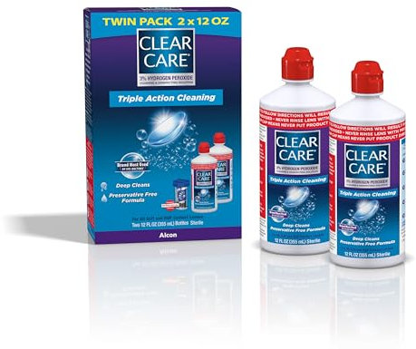 Clear Care Cleaning & Disinfecting Solution with Lens Case, Twin Pack, 12-Ounces Each