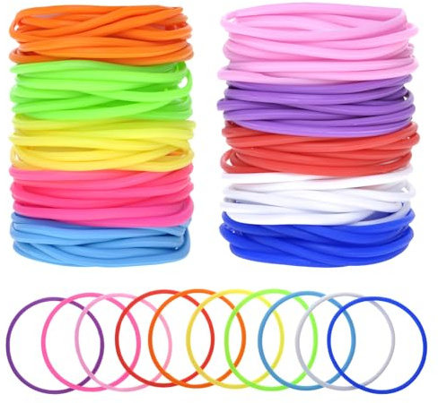 GOGO 100 st geléarmband, 80-tal gummiarmband, tunna silikonarmband - blandade färger