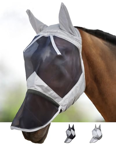 Harrison Howard, maschera anti-mosche con rete di nylon, anti-UV, protezioni imbottite per le orecchie rivestite di pile, colore argentato, Silver
