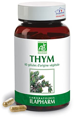 Gélules de Thym Bio | Voies Respiratoires & Défenses Naturelles | Ilapharm | 60 gélules végétales | 1 g de poudre | certifié Ecocert | fabriqué en France | sans additifs | phytothérapie
