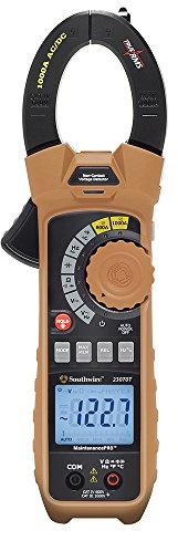Southwire Clamp Meter 23070T - Designed for Reliable Current Testing - True RMS 1000A AC/DC - LED Work Light - Voltage Detector - CAT IV 600V Safety Rating