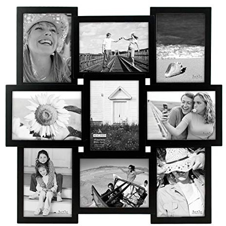 Malden International Designs 5 x 7 9-Opening Dimensional Collage Photo Wall Frame, Black