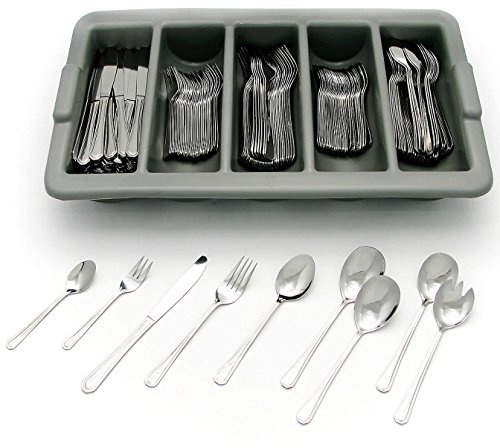 GRÄWE Besteck für 40 Personen im Besteckkasten, 204-teilig - Gabeln, Löffel, Messer, Kaffeelöffel, Kuchengabeln, Servierbesteck, Salatbesteck - SerieBERLIN