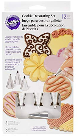Wilton 12-Piece Cookie Decorating Set | 12-Piece Set with Piping Tips, Bags & Tools for Royal Icing Outlining, Flooding & Decorating Cookies with Precision