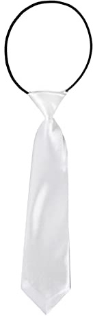 DonDon pojkslips Barn-slips i glänsande sidenlook förbundet - 7,0 cm bred - med resårband - Vit