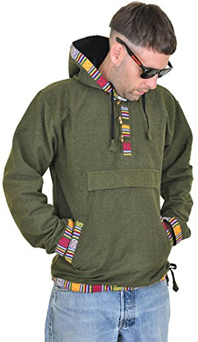 virblatt-Baja Hoodie Hippie Hoodie Mexican Sweater Joe Rasta Pullover Ethnic Clothes Drug Retro Festival Hippie Clothing -Sphärenhaft gnxl Green