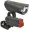 Fischer Fahrrad Beleuchtungs-Set 12 Lux, Batterie-Leuchtenset, Front- und Rückleuchte, Spritzwasserschutz nach IP44, StVZO-zugelassen, Schwarz