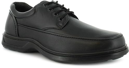 Comfisole Freddy Mens Smart Shoes - Everyday Black School Shoe & Work Shoe with Lace-Up Fastening. Comfy Casual Lightweight Wide Fit Shoes for Men UK Black 9 UK
