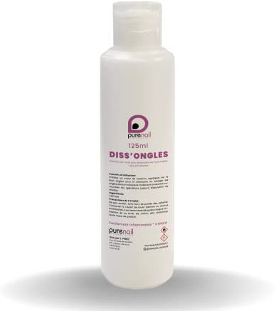 Purenail | DISSONGLE | Acétone Pure 100% | 125 ml | Ongles | faux ongles | Qualité Professionnel transparent