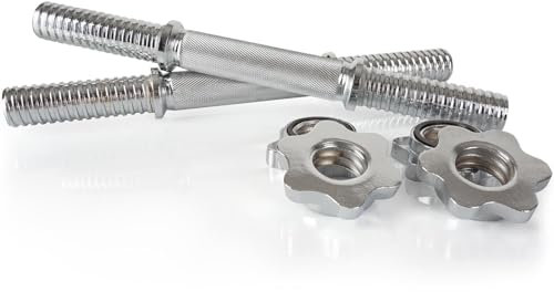 ScSPORTS® Kurzhantelstange - 35/42/48cm, 1er/2er, 30mm, Ergonomisch, Gerändelt, Chrom/Scwarz, Sternverschluss/Federverschluss/Schnellverschluss, Silber (2, 35,5 cm + Sternverschluss)