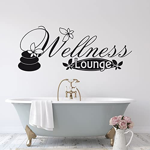 GRAZDesign Wandtattoo Badezimmer Wellness Lounge, Aufkleber Bad Deko, Wandsticker selbstklebend Wanddeko für Fliesen, Schrank und Wand, 75x30cm, 070 schwarz