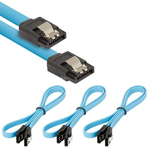 POPPSTAR set 3x Câble de données SATA 3 HDD SSD, fiche droit, jusqu'à 6 Go/s, longueur 0,5 m, bleu