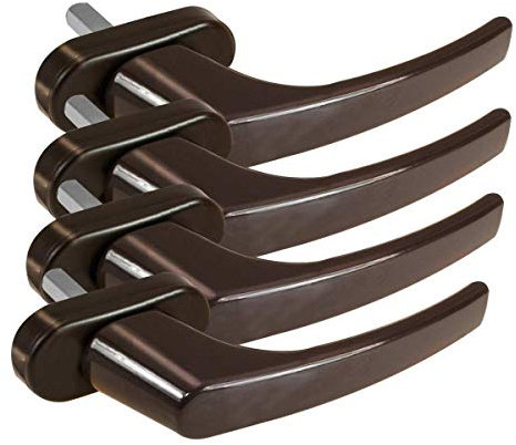 4 x Alu Fenstergriff in Braun RAL 8019 - Stiftlänge 30mm