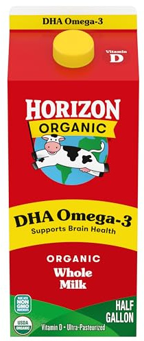 Horizon Organic DHA Omega-3 Milk, DHA Whole Milk, 64 fl oz Half Gallon Carton