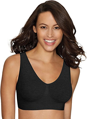 Hanes mysig dambygel-BH, heltäckande pullover-BH, sömlös t-shirt-BH, Svart, L