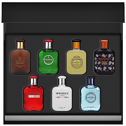 WHISKY Collection de Parfum • Coffret 7 Miniatures • Eau de Toilette • Parfums Homme • Pour lui • Cologne • EVAFLORPARIS