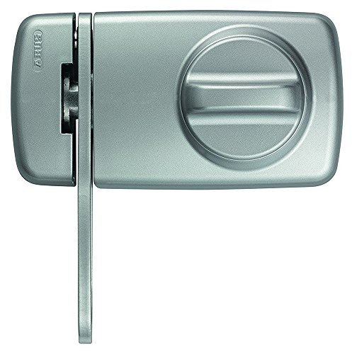 ABUS Türzusatzschloss 7030 mit Sperrbügel und Drehknauf , von Außen auf- und abschließbar , Zusatzsicherung für Haustüren , silber , 53275
