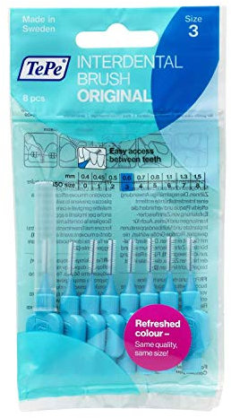 TePe Interdental Brushes 0.6mm Blue - 1 Packets of 8 (8 Brushes) by TePe