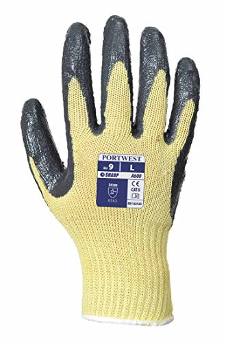 Portwest - Cut 3 Kevlar-Nitrile Grip Glove One Pair Pack Yellow/Grey XL