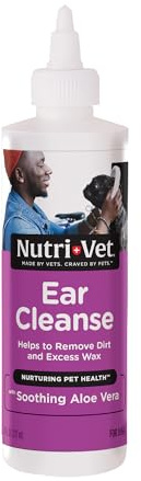 Nutri-Vet Ear Cleanse for Dogs, Liquid Ear Cleanser with Soothing Aloe and Salicylic Acid, Removes and Cleans Wax, Dirt, and Debris, Deodorizes, and Itch Relief, Gentle Veterinarian Formulated, 8oz