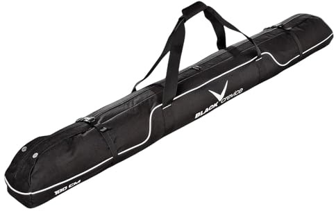 BLACK CREVICE Skitasche I Skisack für 1 Paar Ski & 1 Paar Stöcke I robuste Skibag mit gepolsterten Doppelhaltegriffen I Ski-Tasche mit durchgängigem Doppelreißverschluss I Maße: 180x20x20cm