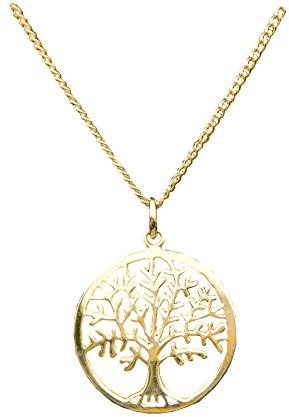 ANTOMUS® 18k YELLOW GOLD VERMEIL SILVER TREE OF LIFE ADJUSTABLE NECKLACE Diamond Cut Curb 50(1.75mm Gauge) THREE CHAINS IN ONE