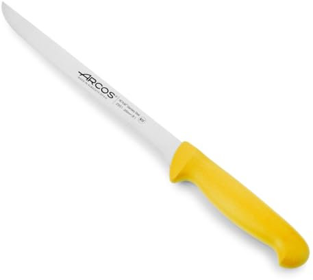 Arcos Filetiermesser mit Nitrum Edelstahlklinge 200 mm - Scharfes Messer für Fleisch und Fisch - Ergonomischer Griff aus Polypropylen - Gelb, Serie 2900