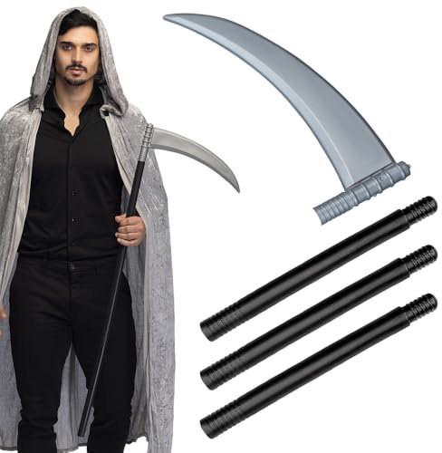 Boland 00577 - Sense zerlegbar, Länge 101 cm, Schwarz-Grau, mehrteilig, Waffe aus Kunststoff, Kostüm, Verkleidung, Accessoire, Karneval, Fasching, Mottoparty, Halloween