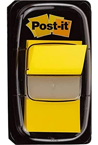 Post-it Index Haftstreifen, 50 Markierstreifen, 25,4 mm x 43,2 mm, Gelb | Zum Markieren, Hervorheben und Farbcodieren Wichtiger Informationen - Haftet Sicher, Beschreibbar, mit Einhand-Spender
