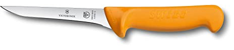 Victorinox Swibo Küchen-/Ausbeinmesser Schmal, Extra Scharfe Klinge, Signalfarbe, Sicherheitsgriff, Spülmaschinenfest