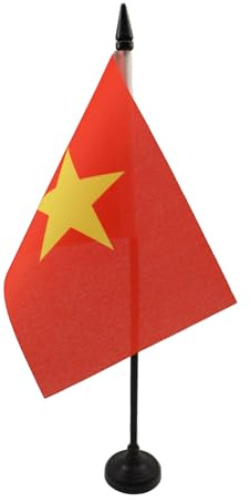 AZ FLAG Bordsflagga Vietnam 15x10 cm Vietnamesisk 100D Polyester Plastfot