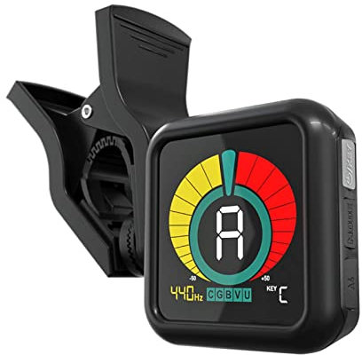 KLIQ UberTuner - Professional Clip-On Tuner for All Instruments (multi-key modes) - with Guitar, Ukulele, Violin, Bass & Chromatic Tuning Modes (also for Mandolin and Banjo)