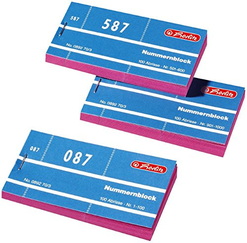 Herlitz Nummernblöcke 1-1000 Nummer 1-1000 10x100 Abrisse | Gelb (10x100 Abrisse, rosa)