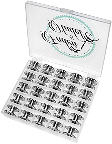 Faden & Nadel 25 Spulen für die Nähmaschine, Nähmaschinenspulen aus Metall (25 Spulen in Box)