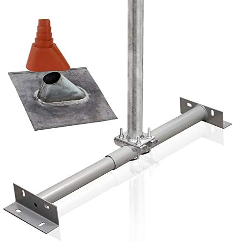Premium X Basic X100-48 Dachsparrenhalter Montage Set für Satellitenschüssel Sparrenhalter 1m Mast SAT Blei-Ziegel Manschette rot