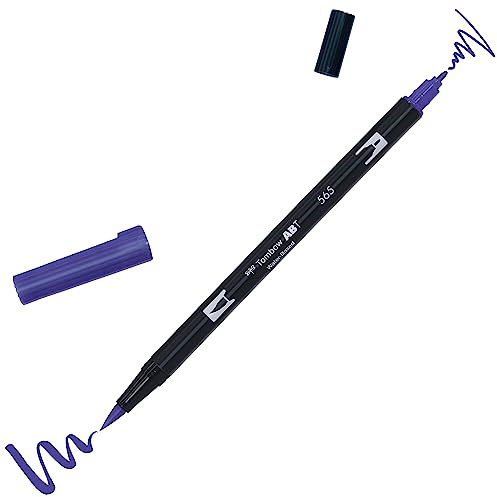 Tombow ABT-565 fiberpenna dubbel borste penna med två spetsar, mörkblå