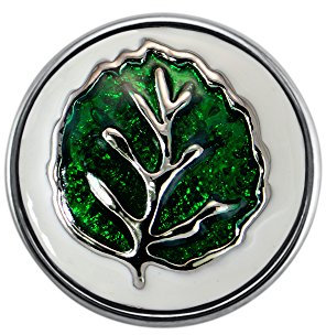 Quiges Damen Click Button 18mm Chunk Grünes Blatt für Druckknopf Zubehör