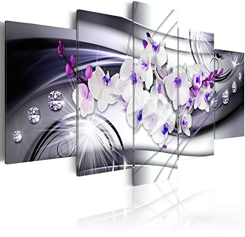 B&D XXL Acrylglasbild Abstrakt 100x50 cm 5 Teilig Wandbild auf Acryl Glasbilder Kunstdruck Moderne Acrylglas Platte Wanddekoration Geschenke Heimdekoration Glasbild Blumen Orchidee Diamant