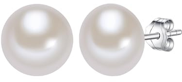 Valero Pearls Damen Perlenohrstecker mit Hochwertigen Süßwasser-Zuchtperlen | Perlengröße 10 -11 mm,Button-Form,weiß,925/- Sterling Silber,Silberohrstecker,Ohrstecker,echte Perlen,Perlenohrschmuck