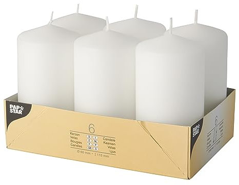 PAPSTAR 1 Karton = 4x6 Stumpenkerzen Ø 60 mm · 115 mm Weiss 17994