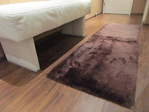 Reissner Lammfelle | FP-195-MOC | Hochwertiger Fell Teppich Bettvorleger Couchauflage | Echtes Merino Schaffell | rechteckig 195x60cm Mocca braun