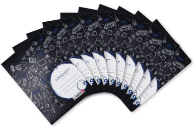 Landre 100050075 Schulheft A5 (16 linierte Blätter a 80g/m² feines, holziges Schreibpapier mit Lineatur 9 und Rand) 10-er Pack, in 3 Designs sortiert