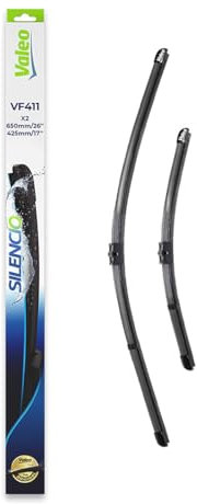 VALEO Silencio Tergicristalli VF411 Kit di Spazzole tergicristallo originali Flat Blade ad Alte Prestazioni, Maggior Visibilità su Strada 650mm/425mm Anteriore Confezione da 2 574324