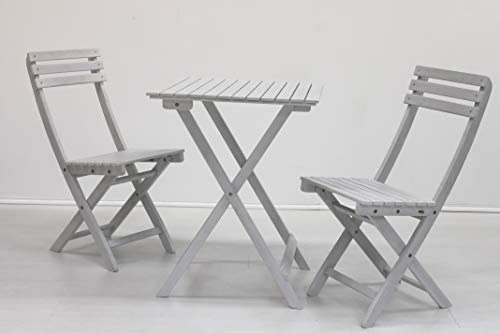 Balkonset Bistroset 3Tlg Weiß Gewischt Eukalyptusholz