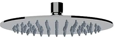 ERCOS Soffione Doccia A Muro In Acciaio Inox , Soffione Doccia Tondo Diametro 200 MM , Soffione Doccia Effetto Pioggia Con Snodo Orientabili, Installazione Interna ed Esterna
