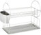 WENKO Geschirrabtropfer Exclusiv Duo - Teller- und Tassenablage, Besteckkorb, Auffangschale, Edelstahl rostfrei, 21 x 33 x 49 cm, Silber matt